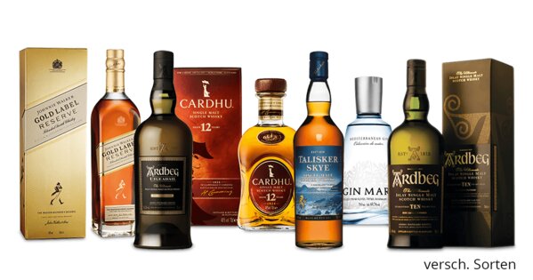 Verschiedene Sorten Spirituosen