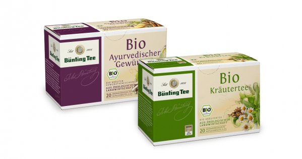 Eine Packung Bio Ayurvedischer Gewuerztee und Bio Kraeutertee