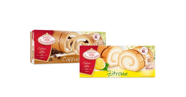 Sahne-Rolle Cappuccino und Zitrone