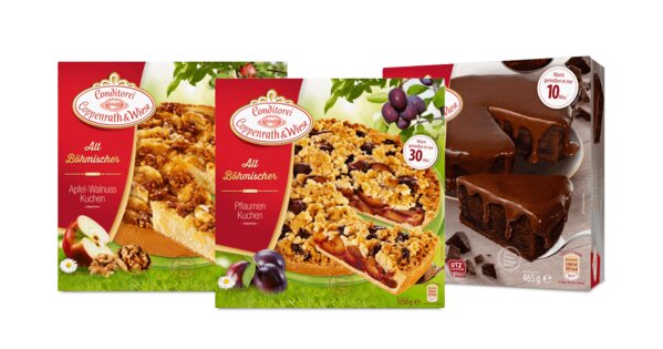 Schokokuchen, Apfel-Wallnuss Kuchen und Pflaumen Kuchen