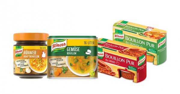 Knorr Huehnerkraft-, Gemuese- und Rind Bouillons