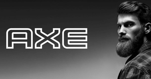 Axe Logo mit einen Mann im Hintergrund