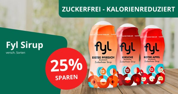 Zuckerfreie & Kalorienreduzierte Produkte im Angebot: 15% auf Fyl Sirup
