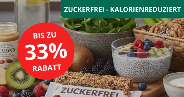 Zuckerfreie Angebote mit bis zu 33% Rabatt