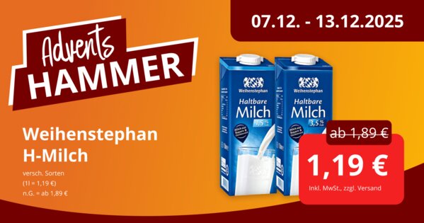 Weihenstephan Milch Angebot 1,19 EURO