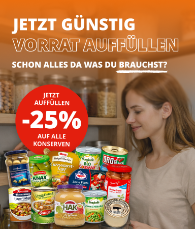 Bevorratung - Jetzt den Vorrat günstig auffüllen und 25% sparen