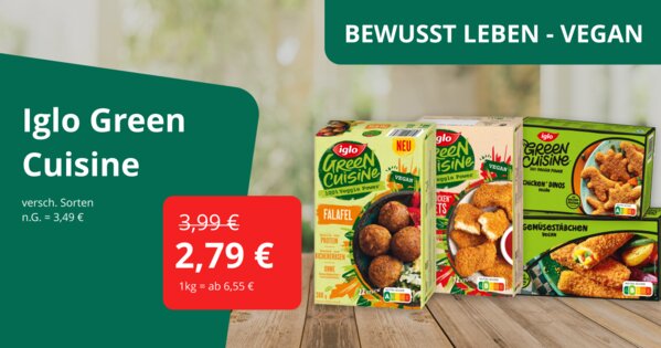 Bewusst Leben Angebote: Vegan - Iglo Green