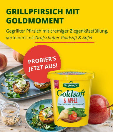 Goldsaft Rezept: Grillpfirsich mit Ziegenkäse