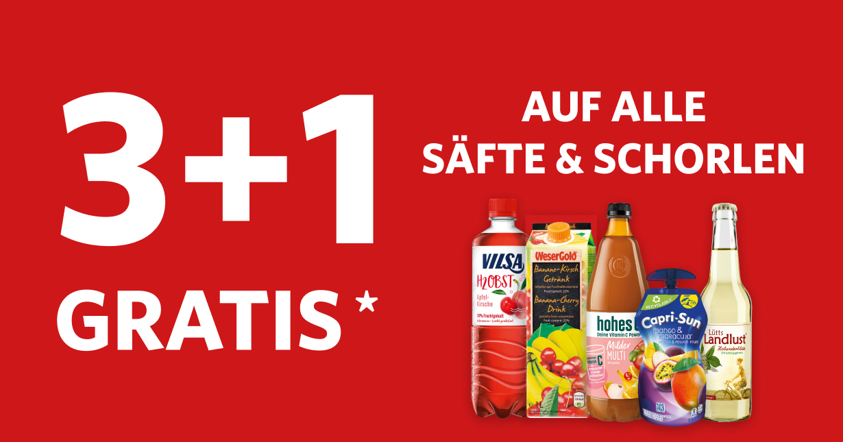3+1 Gratis Aktion - Säfte & Schorlen