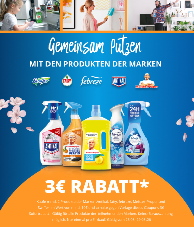 Gemeinsam putzen - 3 € Rabatt sparen