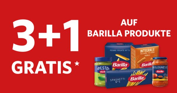 3+1 Aktion: 1x gratis Artikel der Marke Barilla sichern