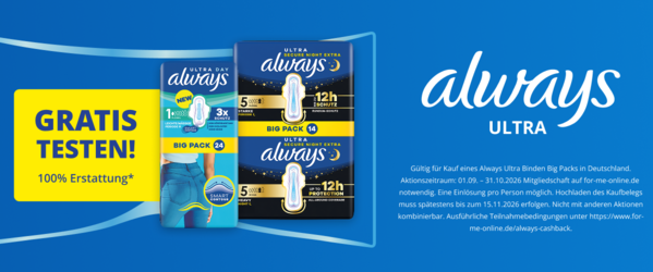 always ultra - Promoaktion: 1x gratis testen
