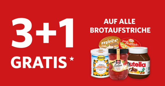 3+1 Gratis Aktion - KW 40 - auf alle Brotaufstriche