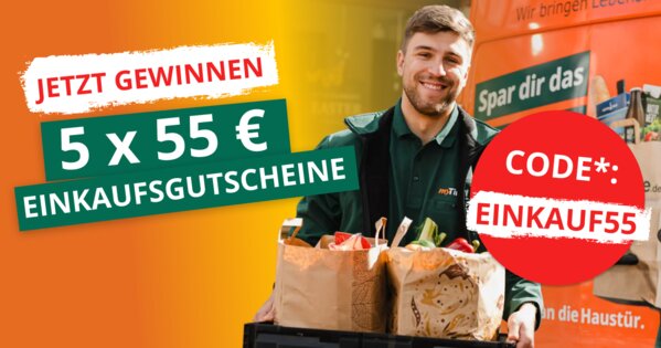 5x 55 EURO Einkaufsgutschein gewinnen - Code "Einkauf55" eingeben