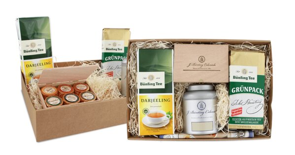 Praesentkorb mit Produkten aus der Buenting Coloniale