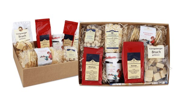 Praesentkorb mit verschiedenen Leckereien 